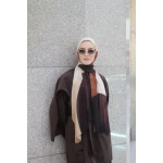 Circles Trendy Hijab Scarf for Women: Premium Georgette Chiffon, Soft & Lightweight, Exclusive Designs, Made in Egypt, Extra-Long 300 x 70cm, Brown Color, for Everyday Elegance - Circles