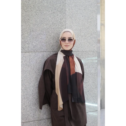 Circles Trendy Hijab Scarf for Women: Premium Georgette Chiffon, Soft & Lightweight, Exclusive Designs, Made in Egypt, Extra-Long 300 x 70cm, Brown Color, for Everyday Elegance Circles Trendy Hijab Scarf for Women: Premium Georgette Chiffon, Soft & Lightweight, Exclusive Designs, Made in Egypt, Extra-Long 300 x 70cm, Brown Color, for Everyday Elegance
