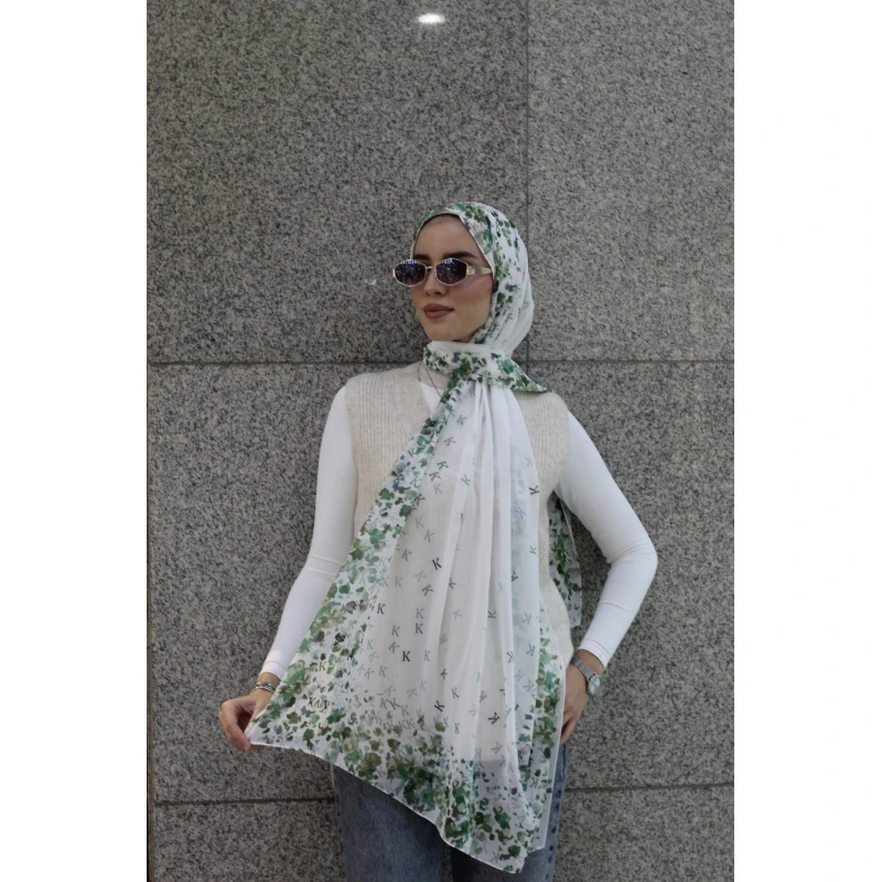 Its Raining KAIN Premium Georgette Chiffon Hijab Scarf for Women Green, Extra Long 300x70cm, Soft, Lightweight, and Elegant for Everyday Wear and Special Occasions - Its raining kain