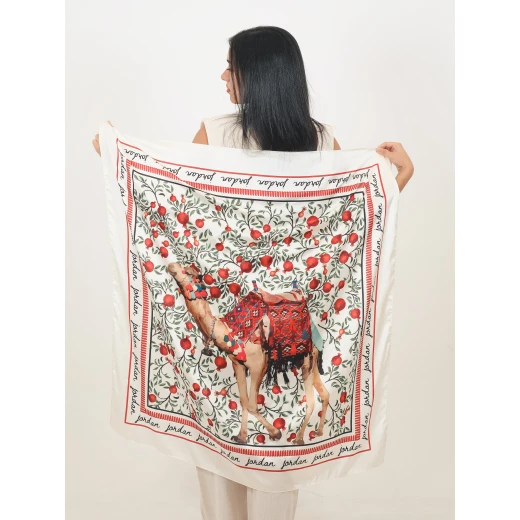 Lil Urdon Pomegranate Journey Satin Scarves Collection for Women 100x100 cm, Soft Fabric, Exclusive Prints, Hand Wash Recommended - Lil urdon - Image 3