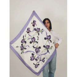Lil Urdon Black Iris of Jordan Satin Scarf  100x100 cm