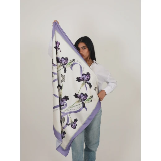 Lil Urdon Black Iris of Jordan Satin Scarf  100x100 cm - Lil urdon - Image 3