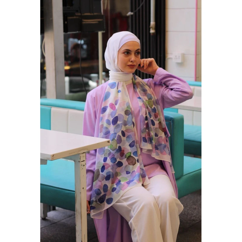 Eye Candy Georgette Chiffon Hijab Scarf Purple: 300cm x 70cm, Elegant & Stylish for Everyday Wear, Premium Quality, Made in Egypt - Eye candy