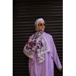 Blocks Kain Georgette Chiffon Hijab: Modern Lightweight Scarf for Stylish Everyday Wear, Purple Color, Extra Long 300x70cm, Comfortable and Breathable Fabric - Blocks