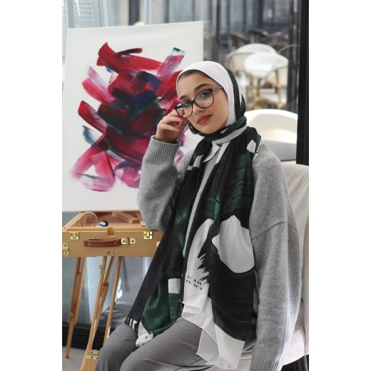 حجاب كاين جورجيت شيفون: ناعم وخفيف الوزن وأنيق للاستخدام اليومي باللون الأخضر مع تصميمات حصرية. مقاس إضافي 300x70 سم، مثالي للارتداء طوال اليوم حجاب كاين جورجيت شيفون: ناعم وخفيف الوزن وأنيق للاستخدام اليومي باللون الأخضر مع تصميمات حصرية. مقاس إضافي 300x70 سم، مثالي للارتداء طوال اليوم