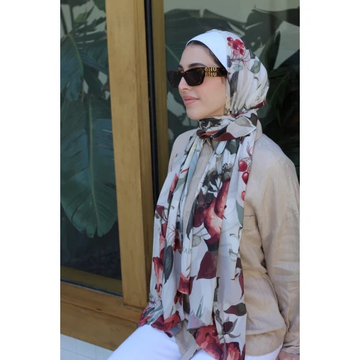 Cherry On Top Georgette Chiffon Hijab Scarf, Soft Lightweight, 300 x 70 cm - Cherry on top - Image 2