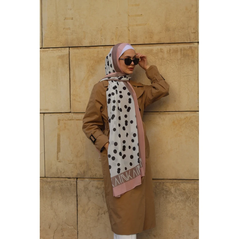 Polka Kain Georgette Chiffon Hijab Luxurious Scarf for Daily WearSoft Lightweight, & Extra Long at300x70cm Perfect for Stylish Modest Outfits - Polka