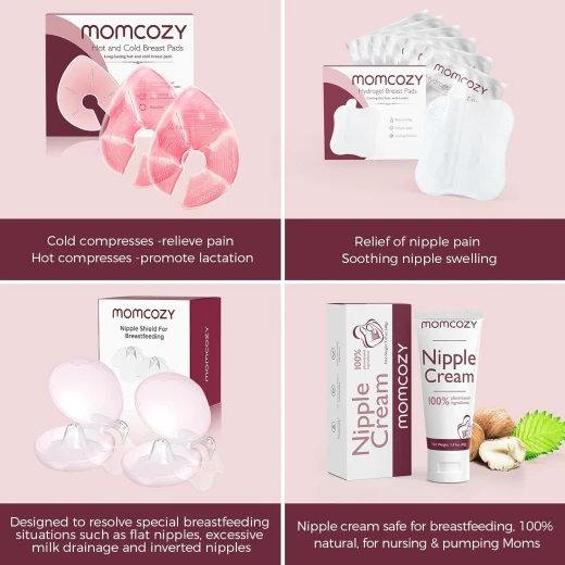 عبوات علاج الثدي من Momcozy للأمهات المرضعات - تخفيف ساخن وبارد، وردي - موم كوزي - Image 4