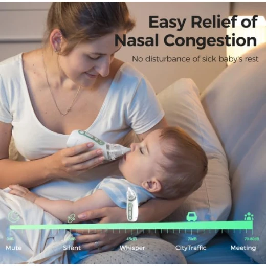 Momcozy Portable Baby Nasal Aspirator - Electric, 3 Suction Levels, Soothing Light & Music - Momcozy - Image 2
