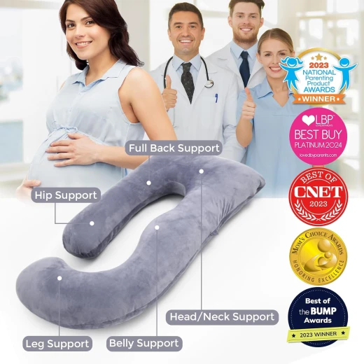 Momcozy U-Shaped Full Body Maternity Pillow with Removable Cover for Pregnancy - Momcozy - Image 5