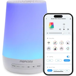 Baby Sound Machine, Momcozy White Noise Machine for Baby Sleeping with Night Light, Toddler Sleep Trainer with 34 Soothing Sounds, Timer, App Remote Control, Personal Sleep Routine (Blue)