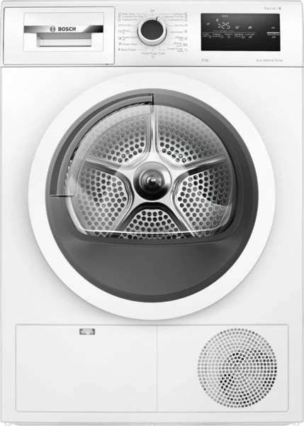 Bosch Serie 4 8kg White Condenser Dryer - Efficient Drying - BOSCH