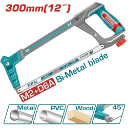 TOTAL Hacksaw Frame 300mm | 12" – Adjustable Angle, Soft Grip (THT541016)