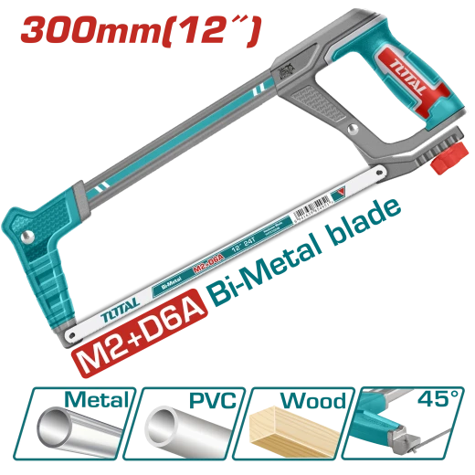 TOTAL Hacksaw Frame 300mm | 12" – Adjustable Angle, Soft Grip (THT541016) TOTAL Hacksaw Frame 300mm | 12" – Adjustable Angle, Soft Grip (THT541016)