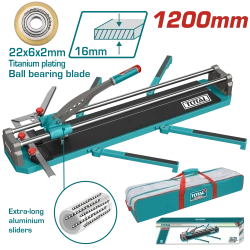 TOTAL Tile Cutter 1200mm Professional Grade with Tungsten Carbide Blade and Aluminum Handle, Cuts Tiles up to 16mm Thickness, Includes Carrying Bag