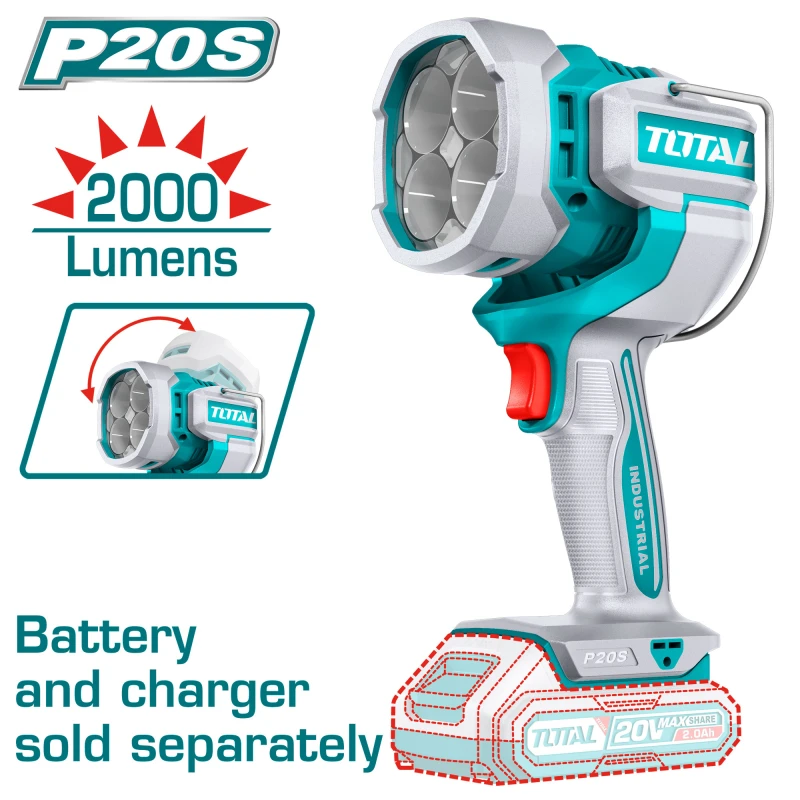 TOTAL Cordless Work Lamp 2000 Lumens - Battery & Charger Sold Separately (TWLI2088) - Total