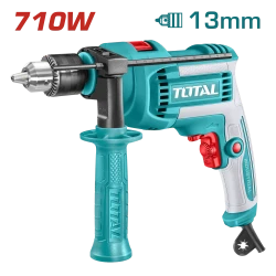 TOTAL 710W Impact Drill - 13mm Capacity with Variable Speed & Hammer Function for Wood, Metal & Masonry