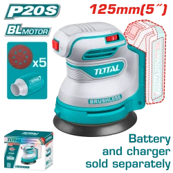 TOTAL Cordless Random Orbit Sander 20V - 125mm 5" Battery & charger sold separately (TROSLI2002)