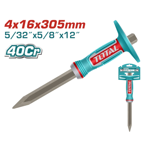 TOTAL Concrete Chisel 4mm x 16mm x 305mm 40Cr Steel Heat Treated TOTAL Concrete Chisel 4mm x 16mm x 305mm 40Cr Steel Heat Treated