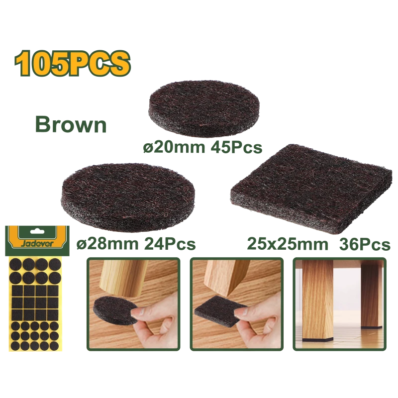 JADEVER Self-Adhesive Pads Set - 105pcs Brown, Protects Floors - Jadever