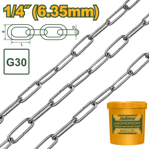 JADEVER Medium link welded chain 37m (JDTLT1B06) JADEVER Medium link welded chain 37m (JDTLT1B06)