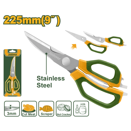 مقص مطبخ متعدد الوظائف من Jadever مقاس 225 ملم من الفولاذ المقاوم للصدأ (JDSX1605) مقص مطبخ متعدد الوظائف من Jadever مقاس 225 ملم من الفولاذ المقاوم للصدأ (JDSX1605)