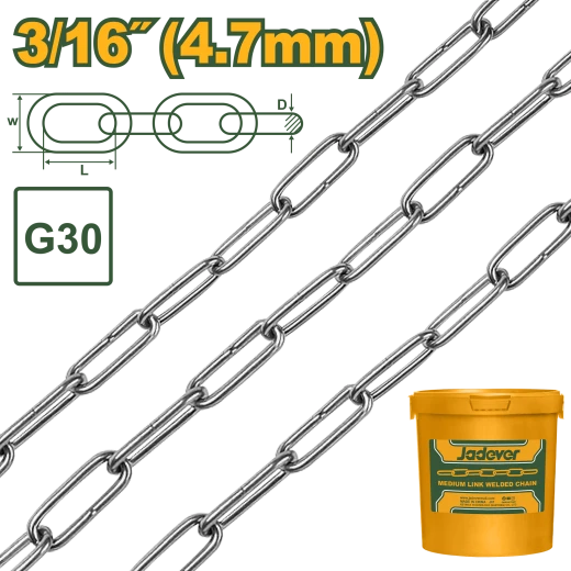 JADEVER Medium Link Welded Chain 50m (JDTLT1B05) JADEVER Medium Link Welded Chain 50m (JDTLT1B05)