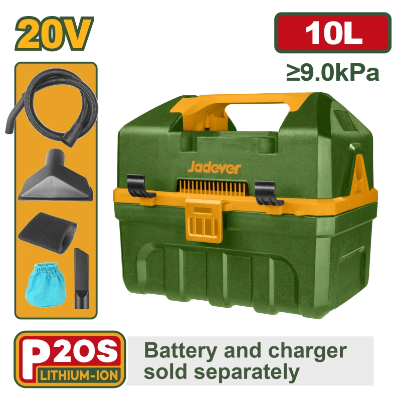 JADEVER Cordless Vacuum Cleaner 20V – 10L Tank with Blowing Function without Battery & Charger (JDQV2A10) - Jadever