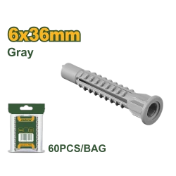 JADEVER Universal Wall Anchors – 6×36mm, Gray, 60 Pcs PE Anchors (JDXTD911)