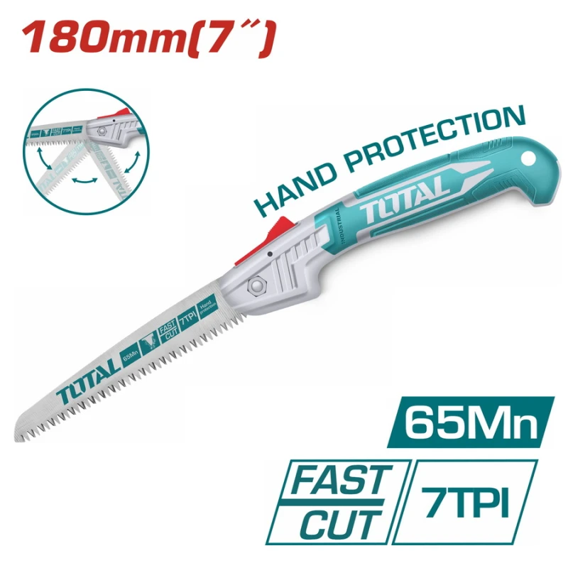 TOTAL Folding Saw 180mm (7 inch) – Compact and Sharp Hand Saw for Pruning, Camping, and DIY Use - Total