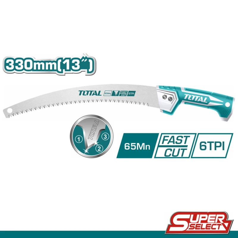 TOTAL Pruning Saw 33cm, Sharp High-Quality Blade, Ergonomic Handle, Lightweight & Durable for Precise Garden Pruning - Total