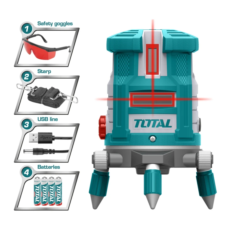Total Self-Leveling Line Laser with Red Beam – For Accurate Leveling and Precise Measurements - Total