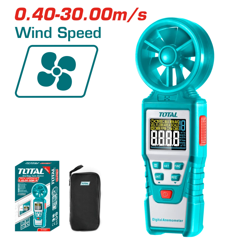 TOTAL TETAN01 Anemometer – Measures Wind Speed from 0.40 to 30.00 m/s, Ideal for Outdoor Activities and Environmental Applications - Total