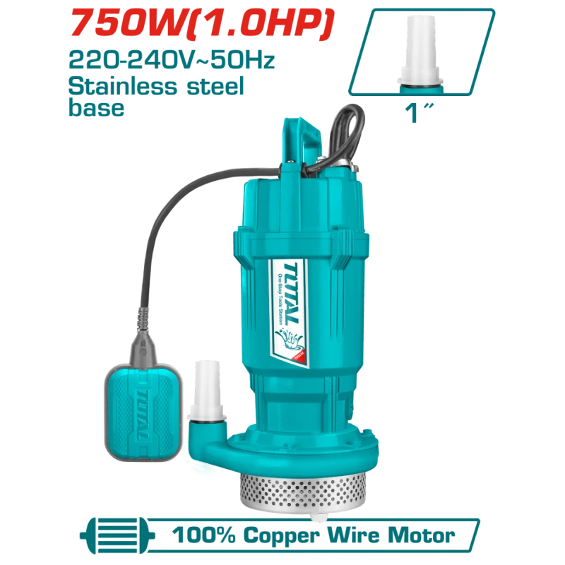 TOTAL Submersible Pump (TWP67506) – Versatile and Durable Electric Water Pump for Clean or Slightly Dirty Water - Total