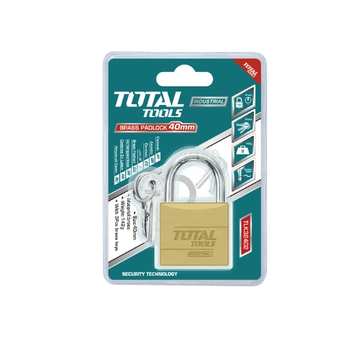 Total TLK Brass Block Padlock 70mm Heavy Duty Security Lock - Total