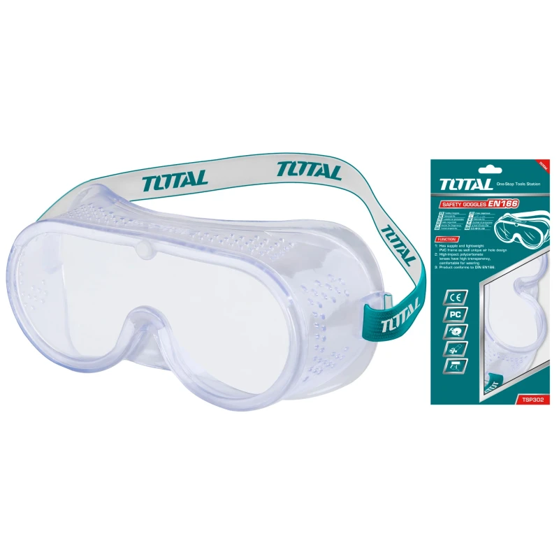 TOTAL Safety Transparent Goggles TSP302 – Dust Protection & Comfort - Total