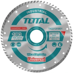 TOTAL Turbo Diamond Cutting Disc, 180mm | 7", Designed for Efficient Cutting of Concrete, Tiles, and Stone (TAC2131801)