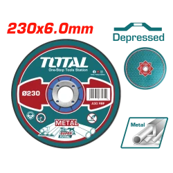 TOTAL 9-inch Metal Grinding Disc 230mm x 6mm for Steel & Iron - Depressed Center