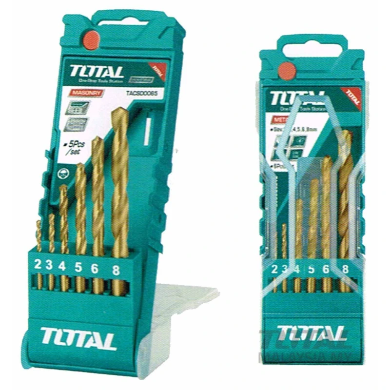 TOTAL HSS Twist Drill Bit Set – 6 Pieces, Suitable for Drilling Metal, Wood, and Plastic (TACSD0065) - Total