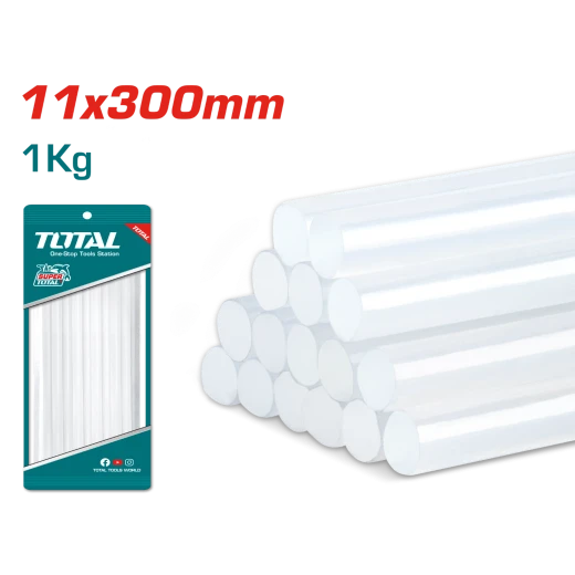 TOTAL Hot Glue Sticks, 11.2mm x 30cm, 1kg Pack, Strong Adhesive Glue for Crafts, DIY, Repairs, Compatible with Standard Glue Guns, TACGT3011 TOTAL Hot Glue Sticks, 11.2mm x 30cm, 1kg Pack, Strong Adhesive Glue for Crafts, DIY, Repairs, Compatible with Standard Glue Guns, TACGT3011