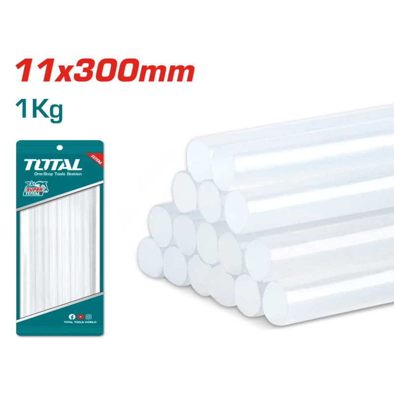 TOTAL Hot Glue Sticks, 11.2mm x 30cm, 1kg Pack, Strong Adhesive Glue for Crafts, DIY, Repairs, Compatible with Standard Glue Guns, TACGT3011 - Total
