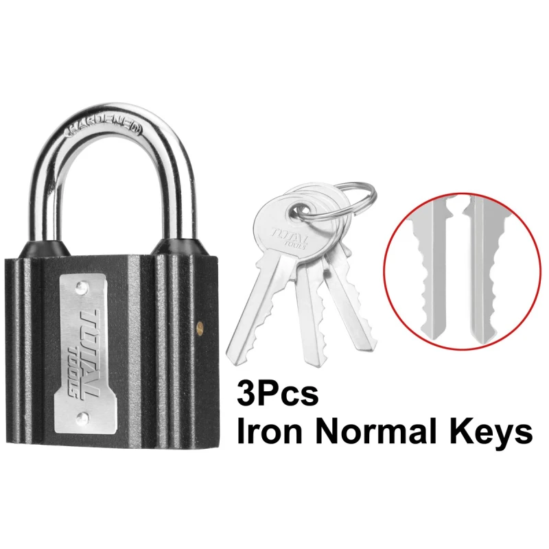 TOTAL 38mm Iron Padlock, Heavy-Duty Security Lock with Hardened Steel Shackle and Multiple Keys for Reliable Protection - Total