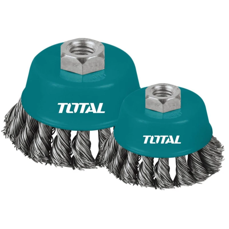 فرشاة سلك مجدول على شكل كوب 75 مم (3 إنش) من توتال (TAC32031) – مثالية لإزالة الصدأ والدهان وتنظيف المعادن - توتال