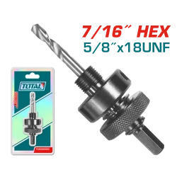 Total 7/16" Hex Shank Arbor for Hole Saws, Fits 32-210mm Hole Saws, Durable Drill Adapter for Precise Cutting