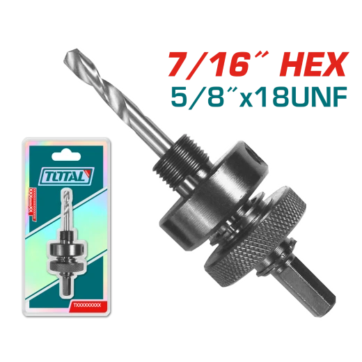 Total 7/16" Hex Shank Arbor for Hole Saws, Fits 32-210mm Hole Saws, Durable Drill Adapter for Precise Cutting Total 7/16" Hex Shank Arbor for Hole Saws, Fits 32-210mm Hole Saws, Durable Drill Adapter for Precise Cutting