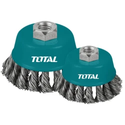Total 100mm Wire Cup Twist Brush, Durable Steel Wire for Rust, Paint & Weld Cleaning, Compatible with Angle Grinders