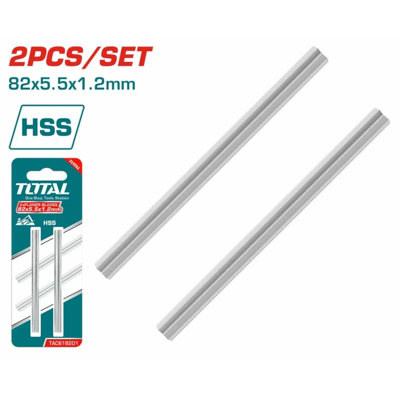 TOTAL Planer Blade Set (2 Pieces) – High-Quality Replacement Blades for Smooth Wood Planing - Total