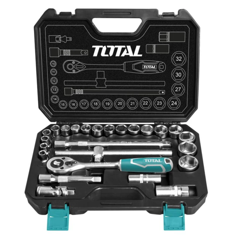 Total 25-Piece Socket Set 1/2" (THT121251) – High-Quality Tools for Maintenance and Mechanical Work - Total