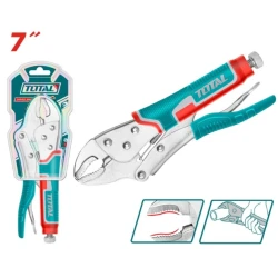 TOTAL 7" Curved Jaw Locking Pliers, Adjustable Jaw, Ergonomic Handle, Durable Heavy-Duty Grip Tool