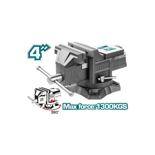 Total Tools Bench Vise 4" Swivel Base Heavy-Duty 1300kg Capacity THT6146